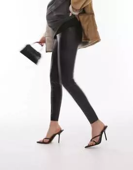 Черные брюки скинни из искусственной кожи под крокодила Topshop Maternity