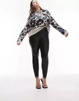 Черные брюки скинни из искусственной кожи Topshop Curve