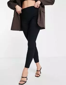 Черные брюки скинни с завышенной талией ASOS