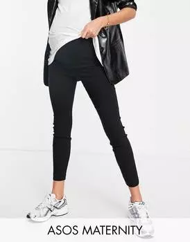 Черные брюки скинни с завышенной талией для беременных ASOS DESIGN