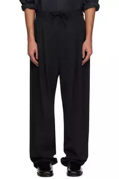 Черные брюки со складками и завязками LEMAIRE