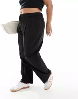 Черные брюки строгого кроя с цилиндрическими штанинами ASOS DESIGN Curve