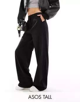 Черные брюки свободного кроя ASOS Tall