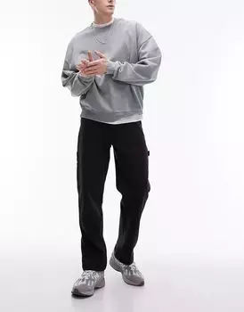 Черные брюки свободного кроя Topman