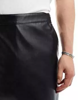 Черные брюки-юбка ASOS под кожу