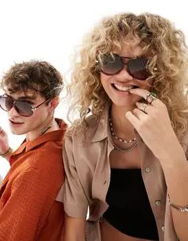 Черные/черепаховые солнцезащитные очки-авиаторы Jeepers Peepers