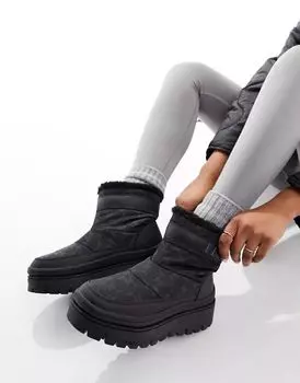 Черные дутые ботинки Elle на толстой подошве