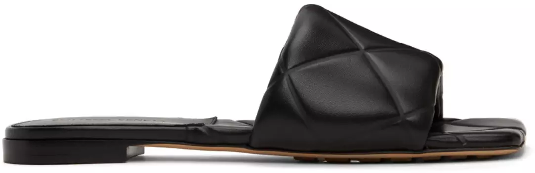 Черные дутые сандалии на плоской подошве Lido Bottega Veneta
