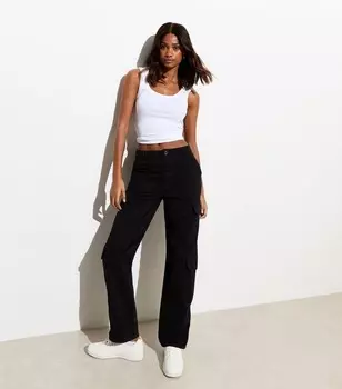 Черные джинсовые прямые брюки карго New Look, черный