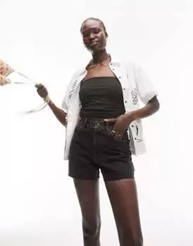 Черные джинсовые шорты А-силуэта Topshop