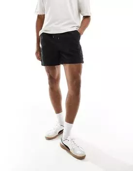 Черные джинсовые шорты карго с широкими штанинами ASOS DESIGN