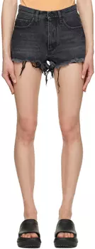 Черные джинсовые шорты с перекрученным краем Off-White