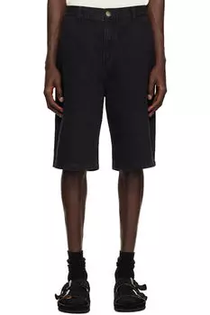 Черные джинсовые шорты с твиловыми нашивками Palmes