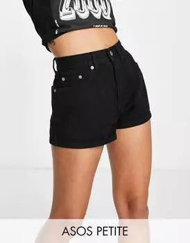 Черные джинсовые шорты с высокой посадкой в ​​стиле 80-х ASOS DESIGN Petite