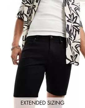 Черные джинсовые шорты скинни стандартной длины ASOS DESIGN