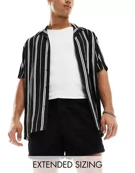 Черные джинсовые шорты средней длины со складками ASOS DESIGN