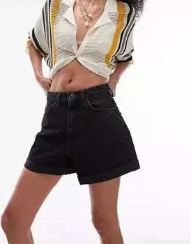 Черные джинсовые шорты Topshop с подвернутым краем