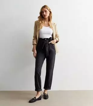 Черные джинсы Dayna Paperbag New Look, черный