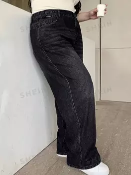 Черные джинсы Dazy Plus, свободного кроя, большого размера, постиранные и отбеленные Dazy, темно-серый