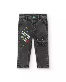 Черные джинсы для мальчиков с рисунком «Let's Play» Tuc tuc