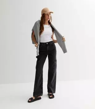 Черные джинсы карго с высокой талией New Look, черный