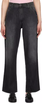 Черные джинсы оверсайз с эффектом потертости 6397