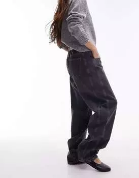 Черные джинсы оверсайз со вставками Topshop