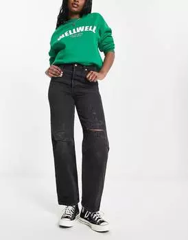 Черные джинсы прямого кроя с прорезями на коленях Levi's