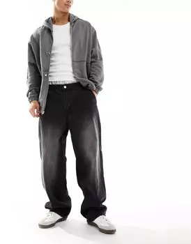 Черные джинсы с эффектом потертостей Bershka