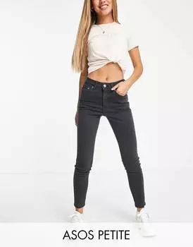 Черные джинсы с эффектом потертости ASOS DESIGN Petite Ultimate