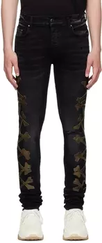 Черные джинсы с камуфляжным принтом AMIRI