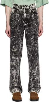Черные джинсы с кислотной потертостью Dries Van Noten