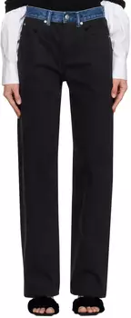 Черные джинсы с контрастным поясом Alexander Wang