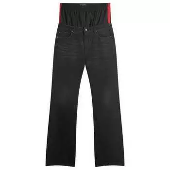 Черные джинсы с многослойным дизайном Black denim layered jeans Balenciaga, цвет midnight