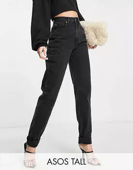 Черные джинсы с напуском и завышенной талией ASOS DESIGN Tall
