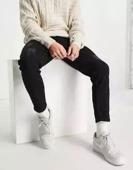 Черные джинсы с потертостями и жесткими потертостями Threadbare