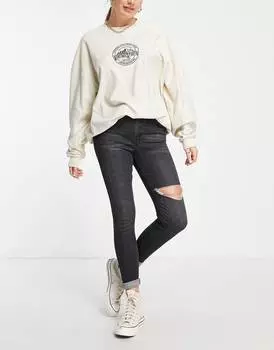 Черные джинсы с прорезями на бедрах Topshop Jamie