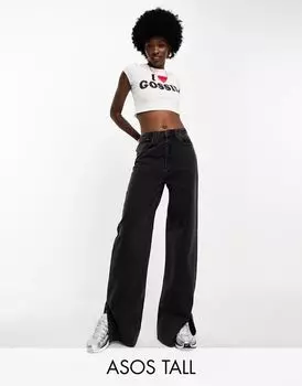 Черные джинсы с разрезом по краю ASOS DESIGN Tall Dad