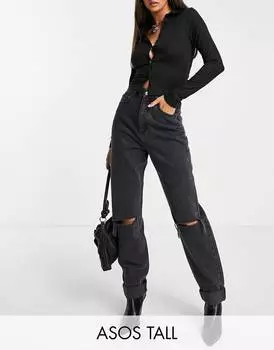 Черные джинсы с завышенной талией ASOS DESIGN Tall