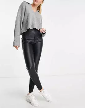 Черные джинсы с завышенной талией и покрытием Stradivarius Tall