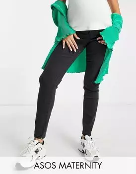 Черные джинсы скинни для беременных ASOS DESIGN Maternity Ultimate с выпуклым поясом