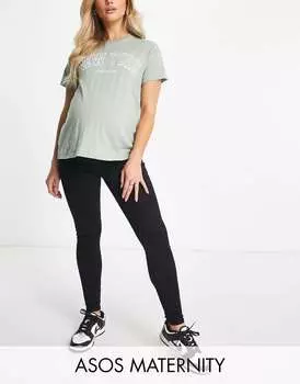 Черные джинсы скинни для беременных с выступающим поясом ASOS DESIGN Maternity