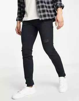 Черные джинсы скинни Jack & Jones Intelligence Liam с рваными краями