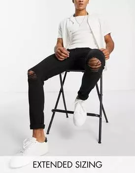 Черные джинсы скинни с прорезями на коленях ASOS DESIGN