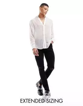 Черные джинсы скинни с рваными коленями ASOS