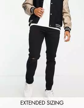 Черные джинсы скинни с рваными коленями ASOS DESIGN