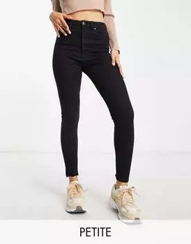 Черные джинсы скинни с высокой талией Bershka Petite
