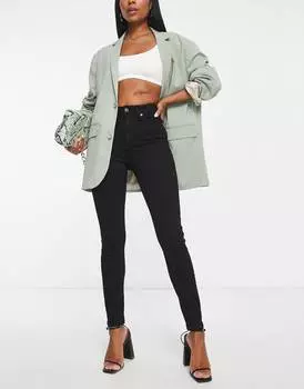 Черные джинсы скинни с завышенной талией ASOS DESIGN
