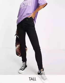 Черные джинсы скинни с завышенной талией Bershka