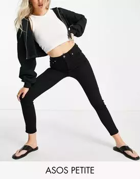 Черные джинсы скинни с завышенной талией и контуром ASOS DESIGN Petite